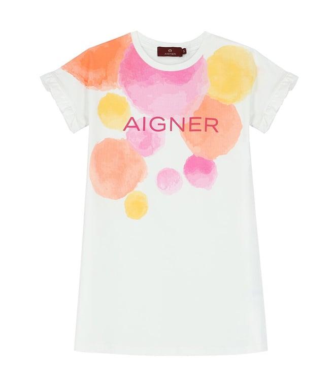 aigner kids white printed straight fit dress
