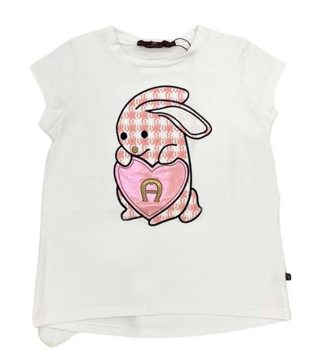 aigner kids white rabbit logo patch straight fit top
