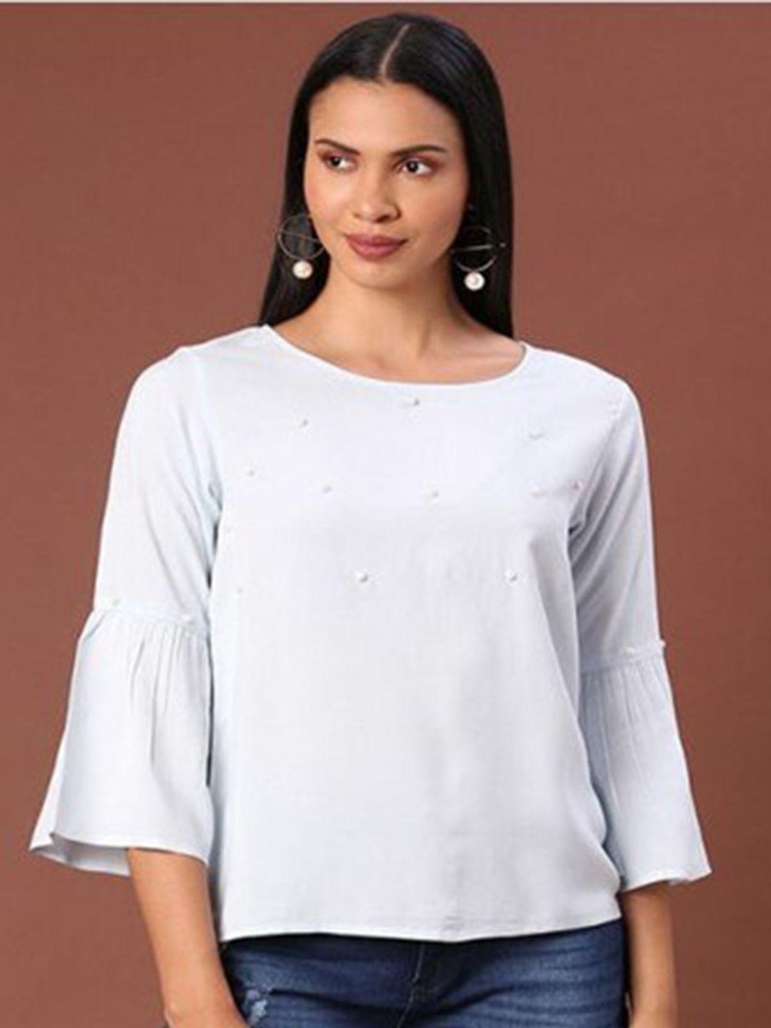 aila embellished bell sleeve cotton top
