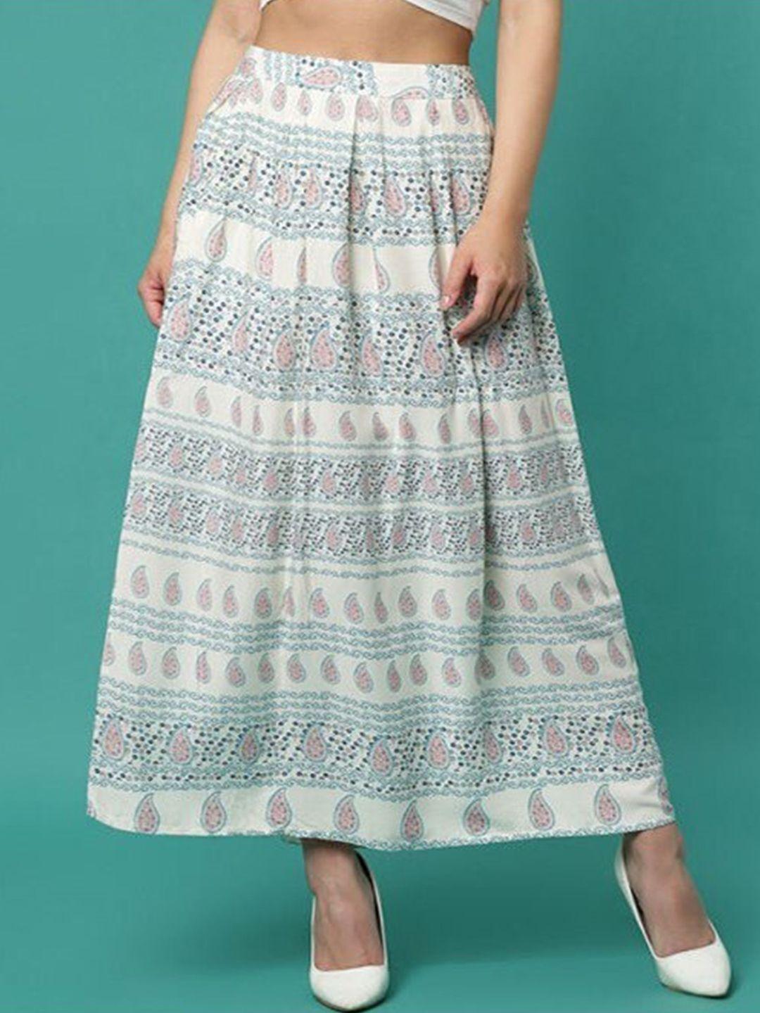aila ethnic motifs printed flared maxi skirts