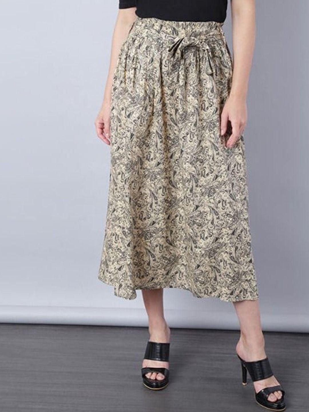 aila ethnic motifs printed flared midi skirts