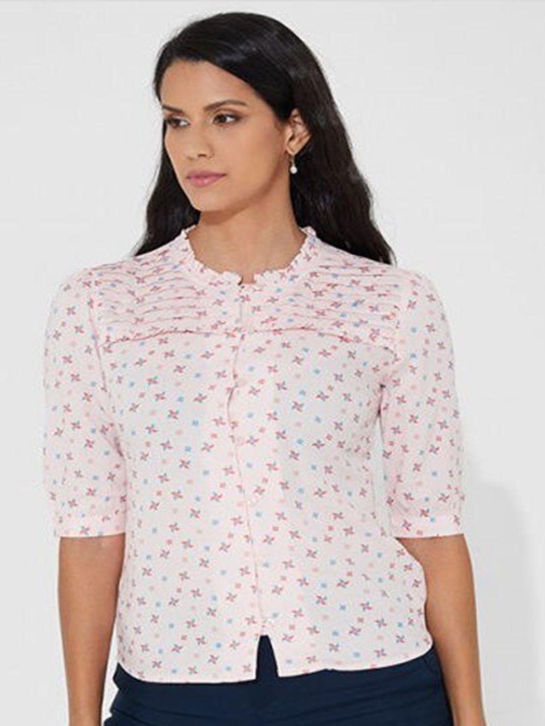 aila floral print cotton shirt style top