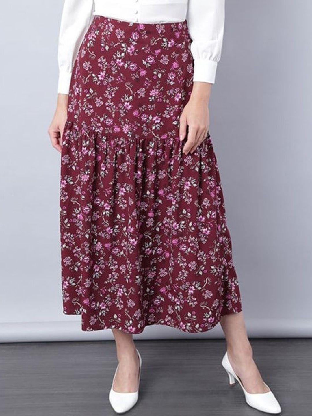 aila floral printed flared midi skirt