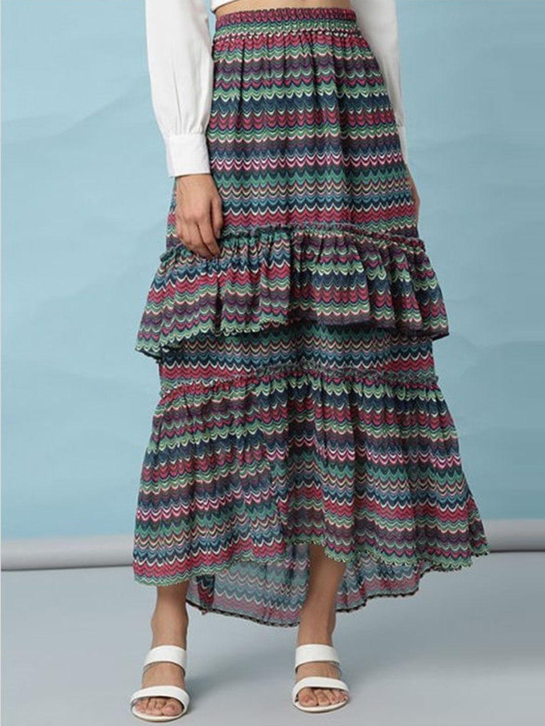 aila geometric printed flared midi skirt