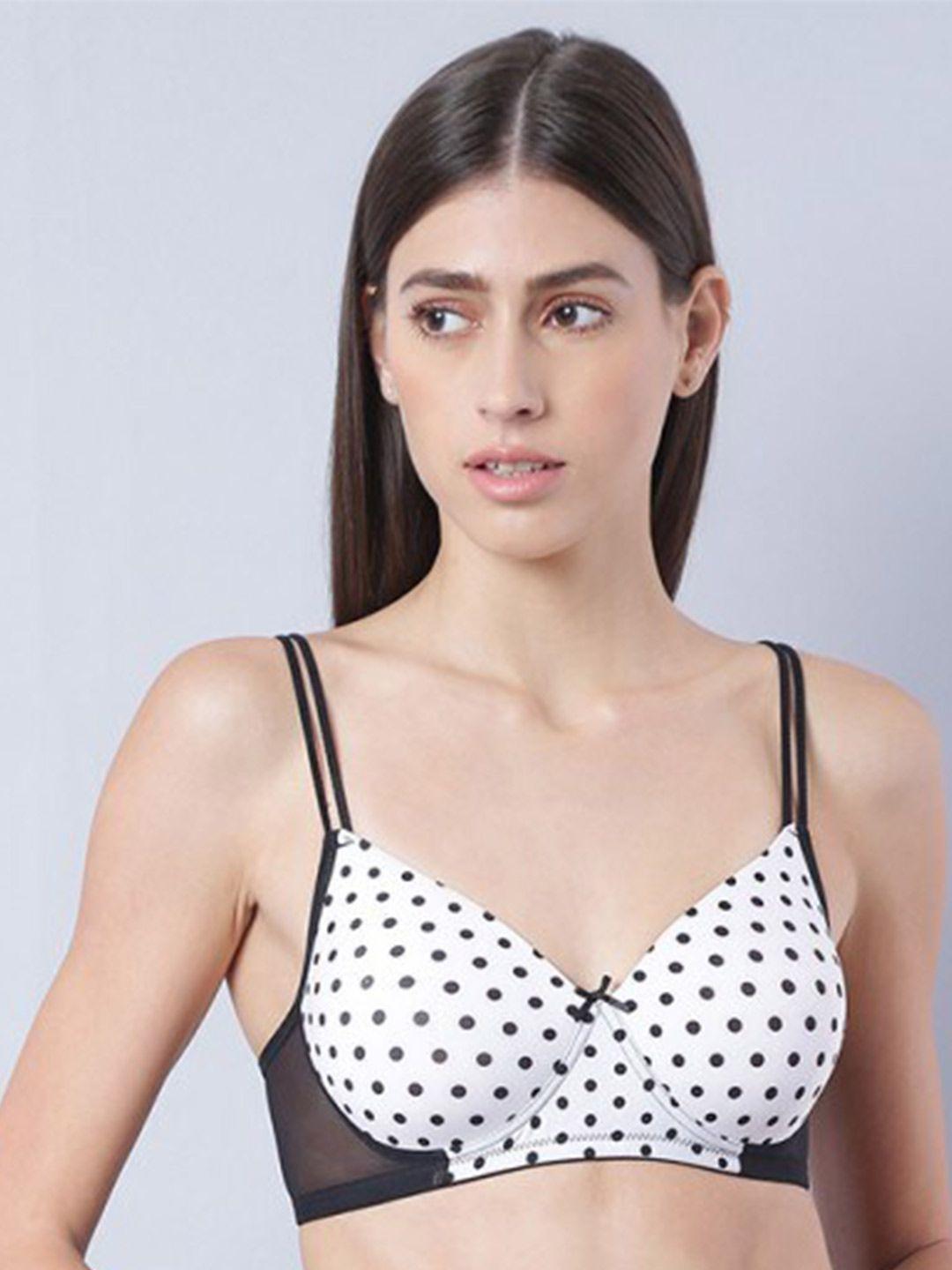 aila polka dot printed full coverage t-shirt bra with all day comfort