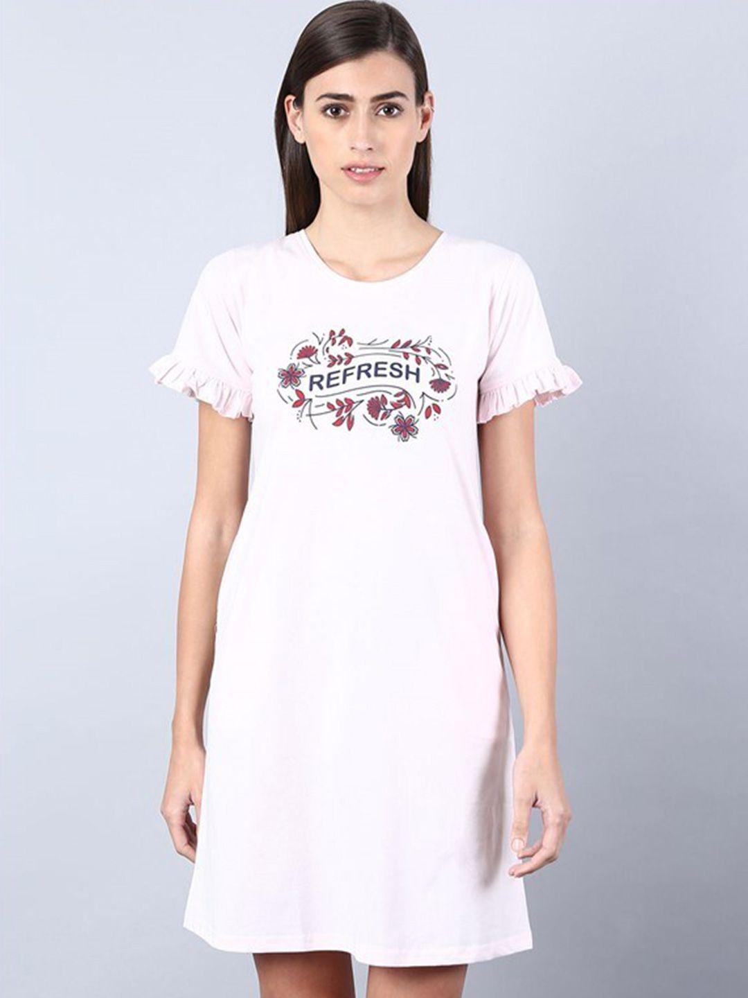 aila typography printed round neck t-shirt nightdress