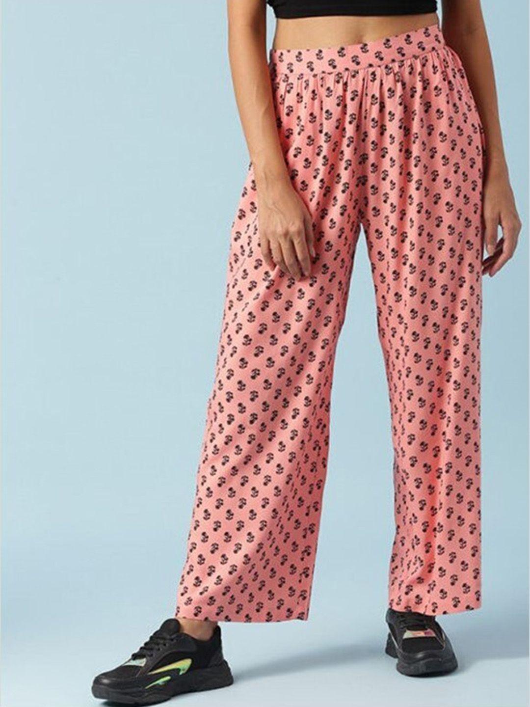 aila women mid rise printed parallel trouser