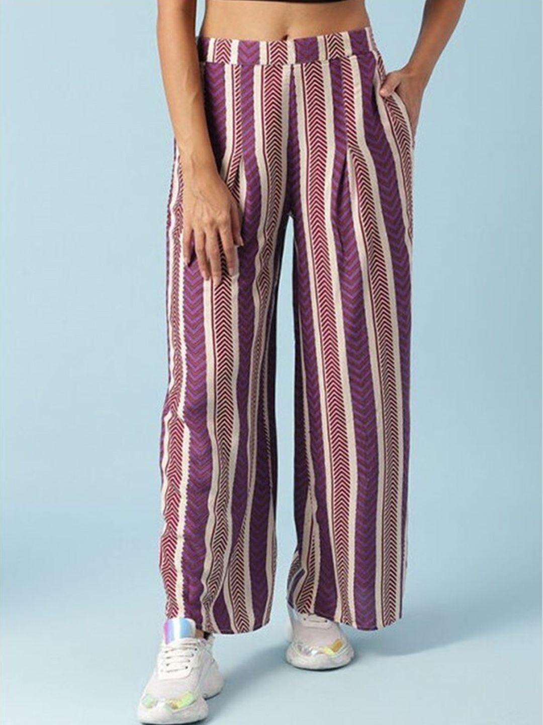 aila women mid-rise striped trouser