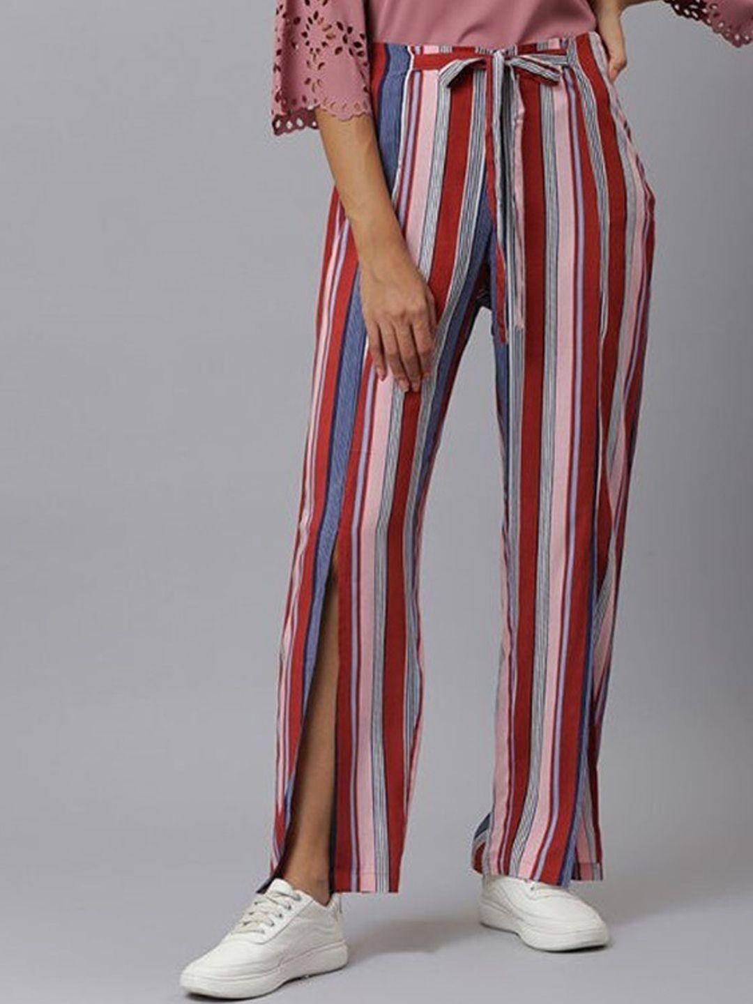 aila women mid-rise striped trouser
