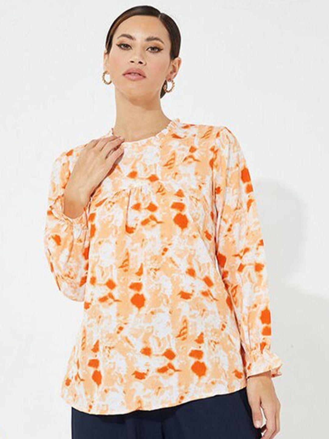aila abstract printed bell sleeves cotton top