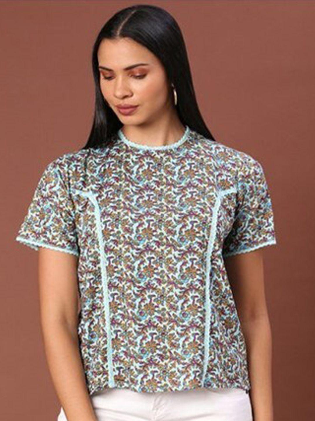 aila ethnic motifs printed cotton regular top