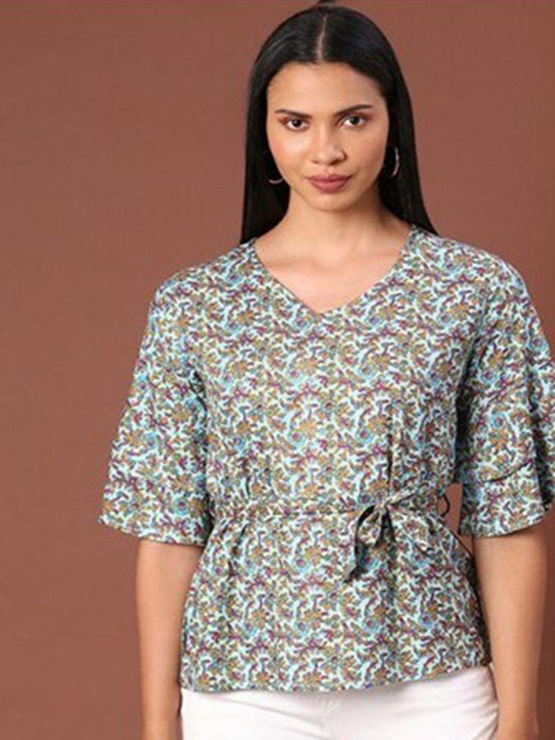 aila ethnic motifs printed cotton top