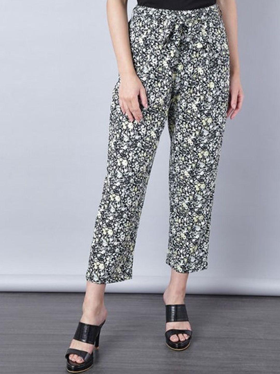 aila floral printed mid rise trousers