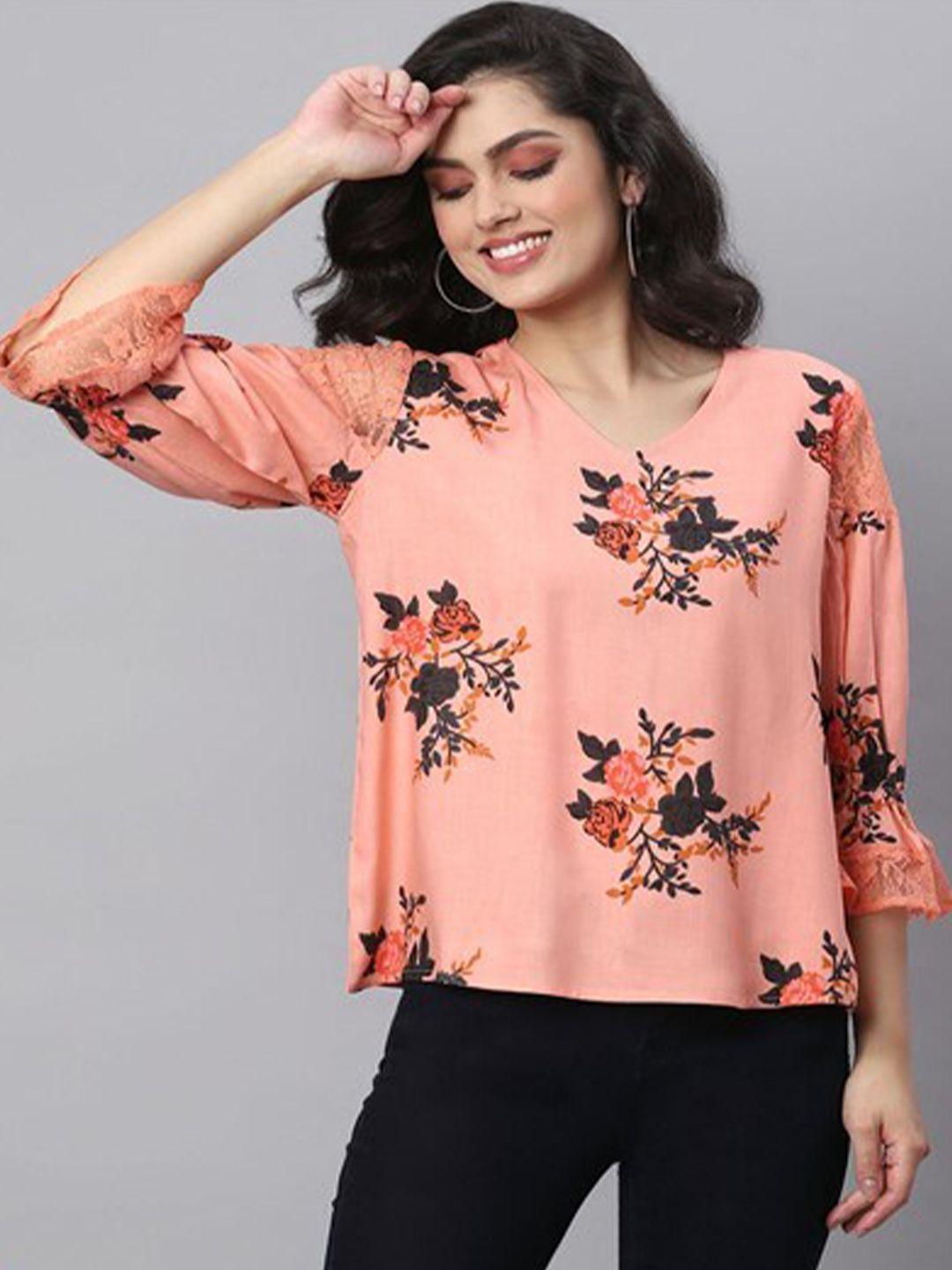 aila floral printed v-neck top