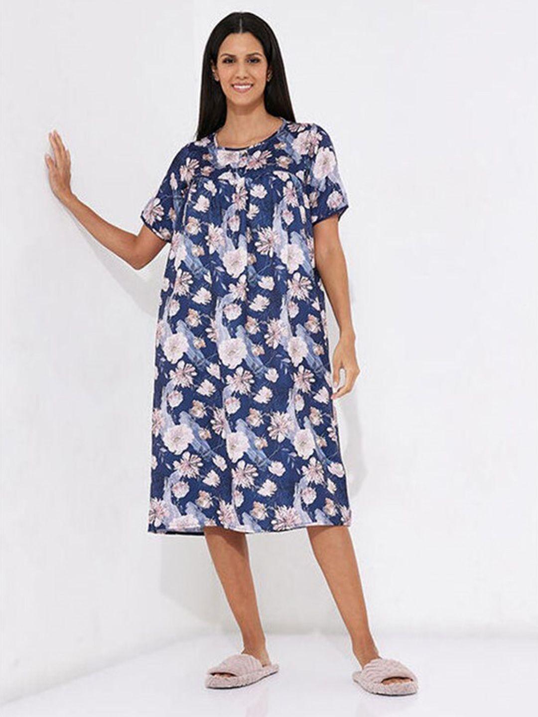 aila floral printed with gathers nightdress
