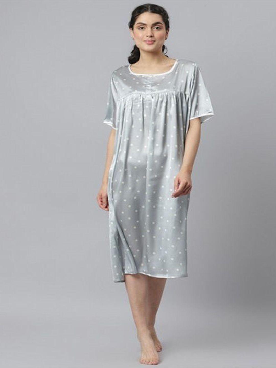 aila polka dots printed midi everyday nightdress