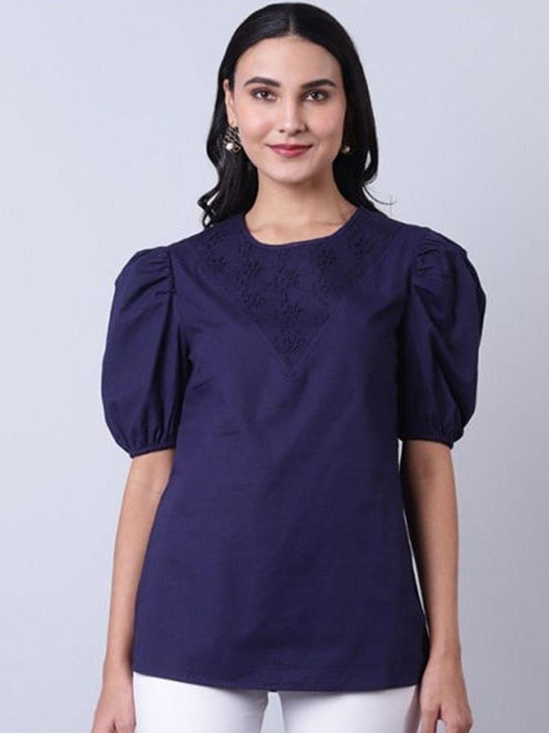 aila puff sleeve laced cotton top
