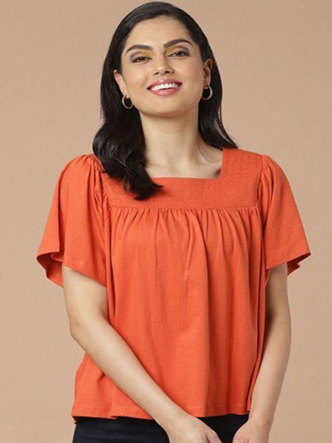 aila square neck flared sleeves cotton top