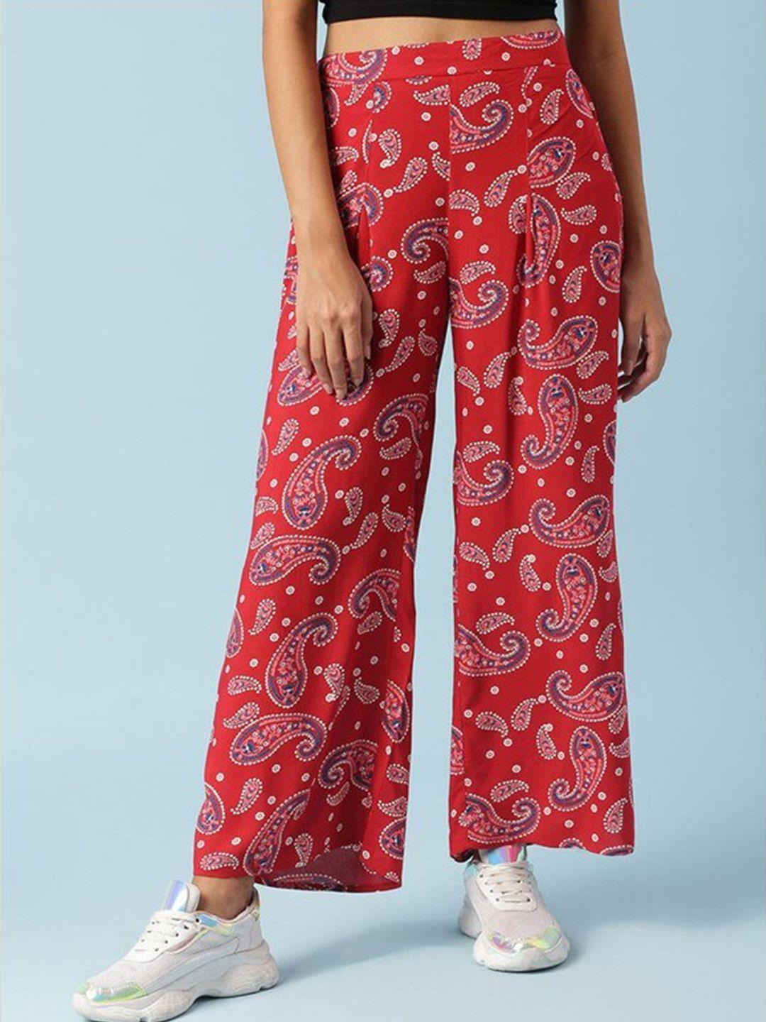 aila women ethnic motifs printed parallel trousers