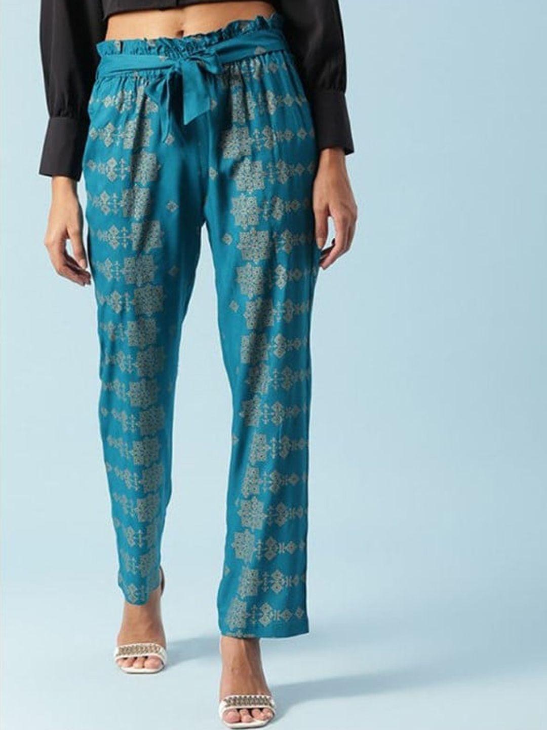 aila women ethnic motifs printed trousers