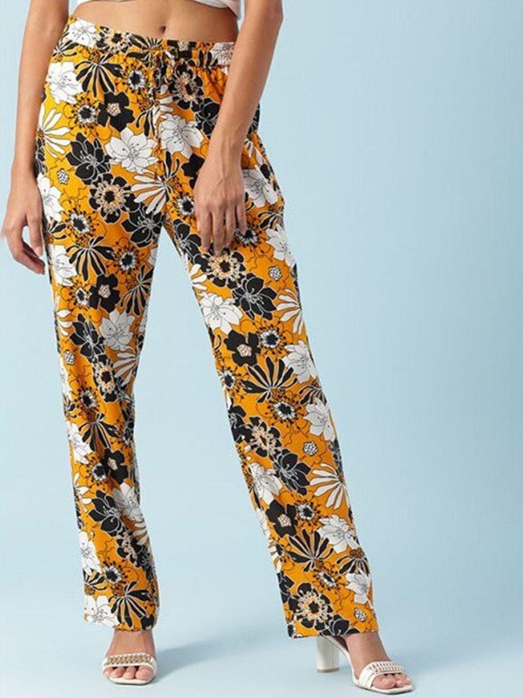aila women floral printed mid rise trouser