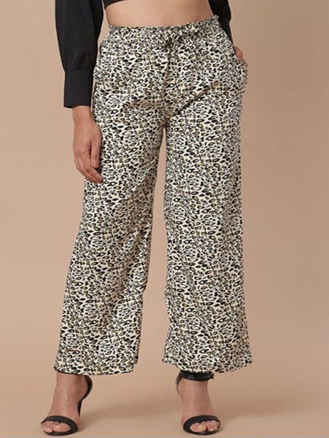 aila women loose fit high-rise animal printed parallel trouser