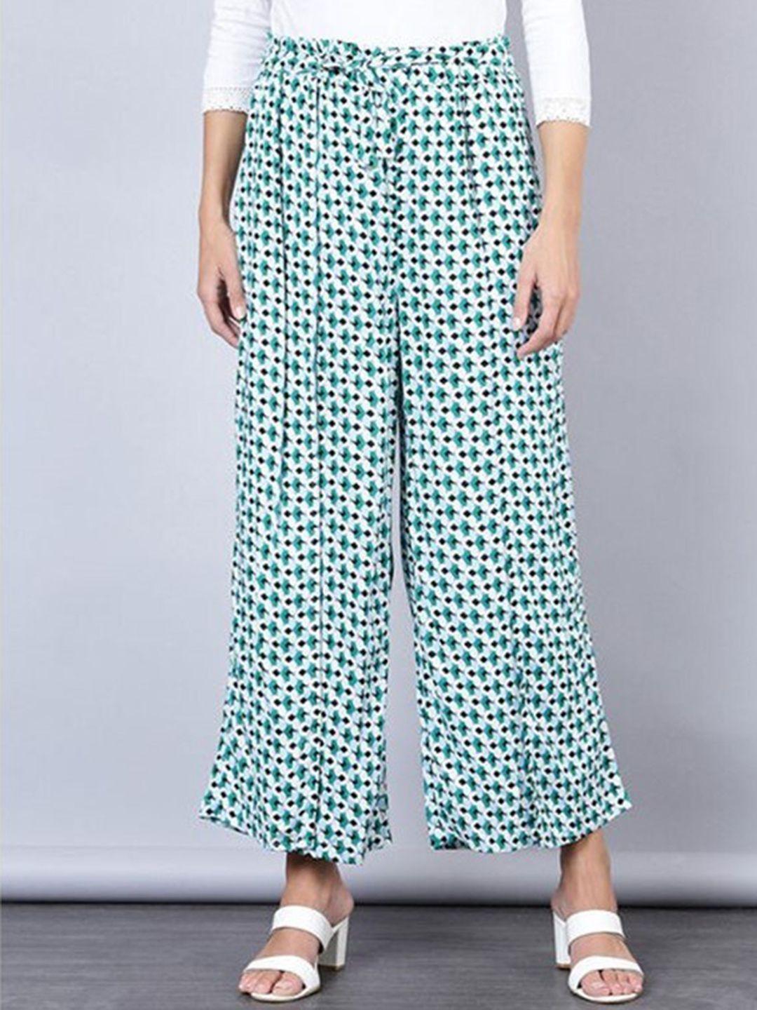 aila women printed loose fit pleated parallel trousers