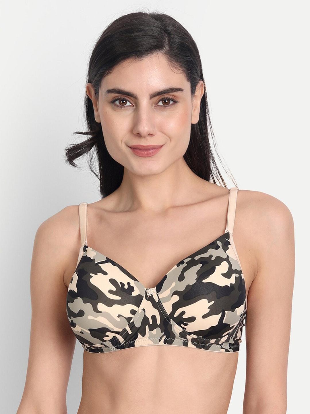 aimly abstract printed full coverage seamless heavily padded non-wired dry-fit push-up bra