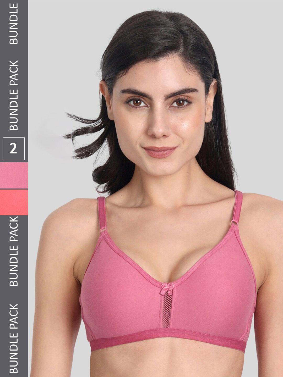 aimly pack of 2 non padded non wired full coverage cotton sports bra with all day comfort