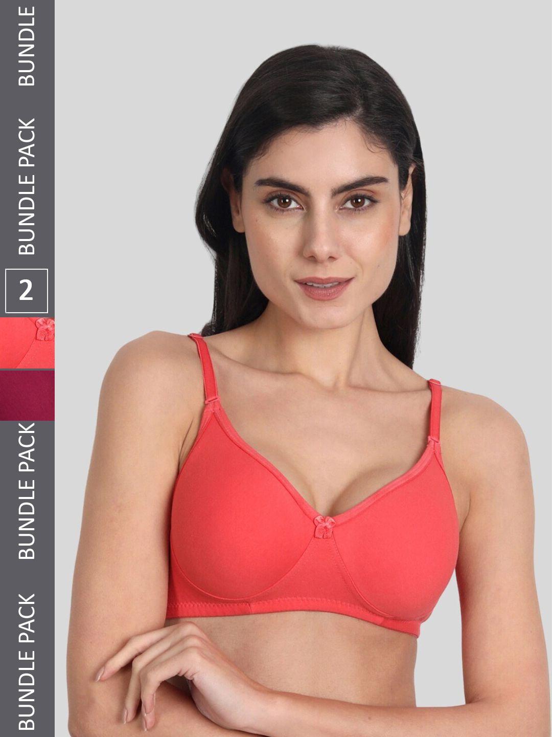 aimly pack of 2 seamless full coverage dry fit cotton all day comfort t shirt bra