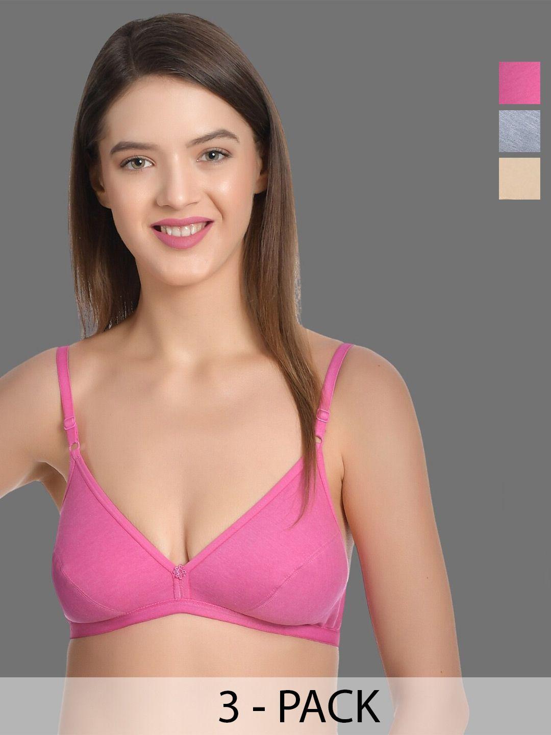aimly pack of 3 half coverage all day comfort cotton t-shirt bra