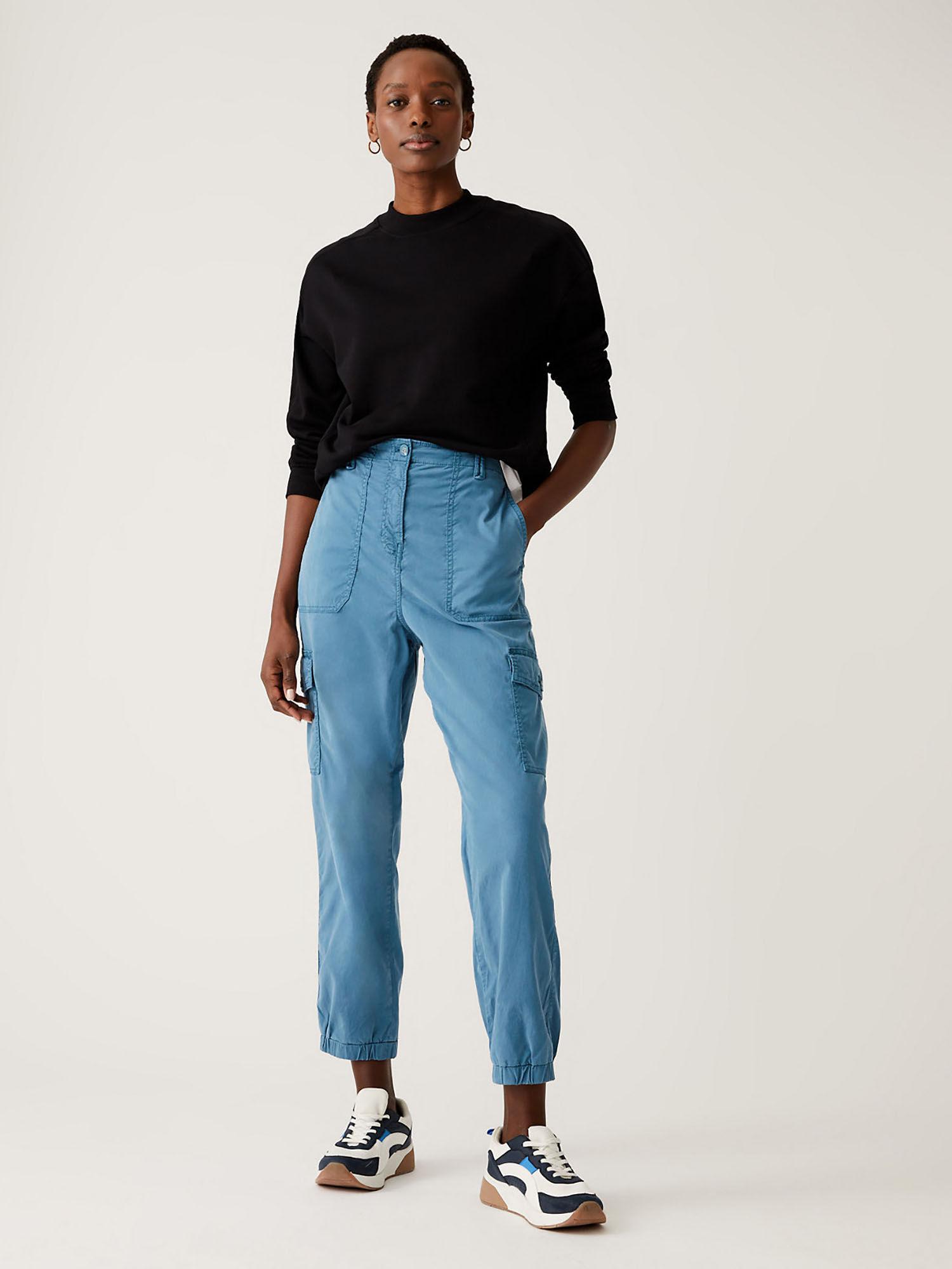 air force blue lyocell rich cargo tea dyed trousers