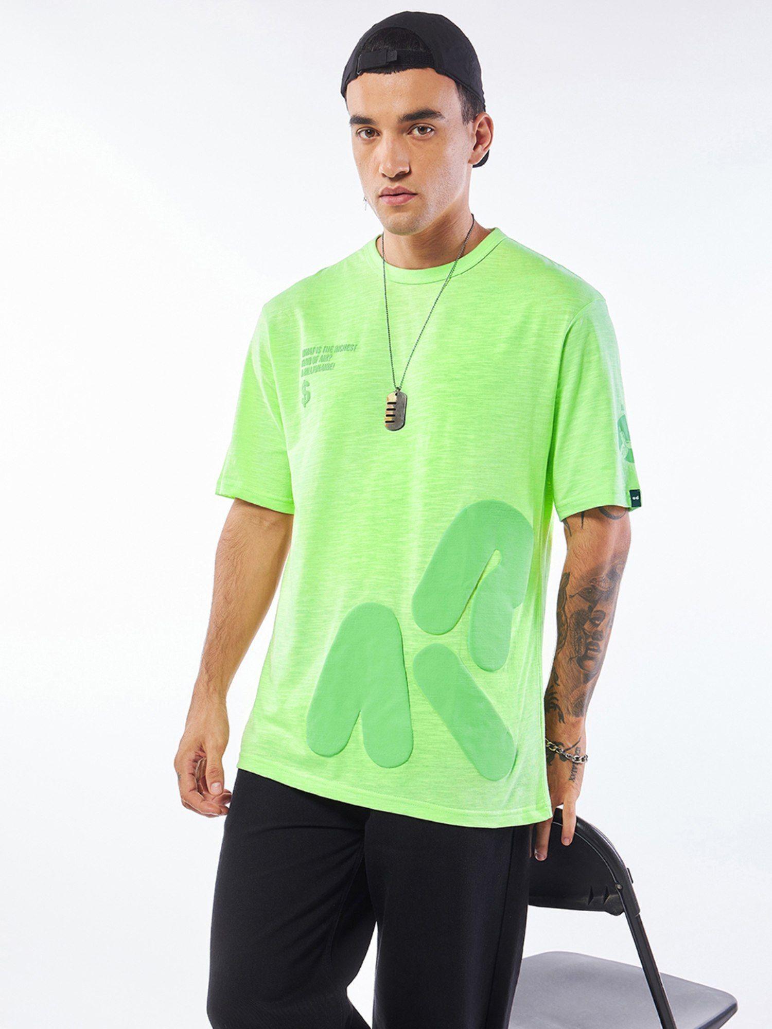 air mens lettuce green billionaire graphic printed oversized t-shirt