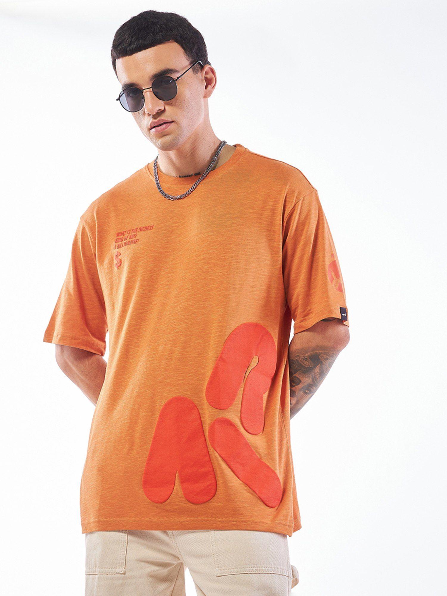 air mens orange billionaire graphic printed oversized t-shirt