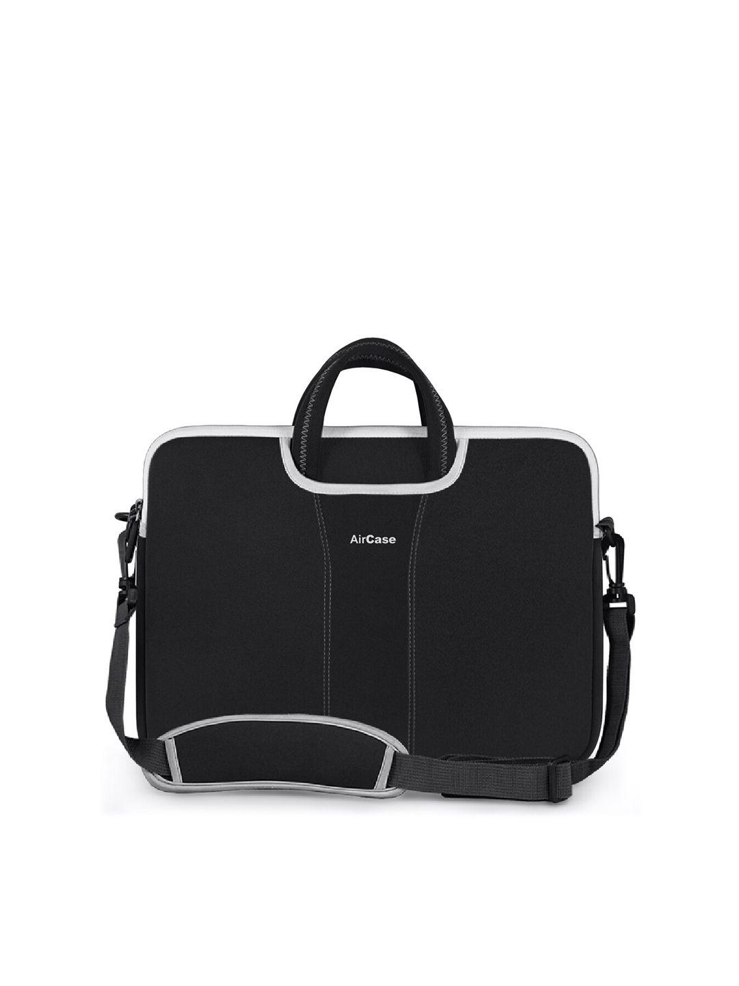 aircase unisex black & grey 15.6 inch messenger laptop bag with detachable shoulder strap
