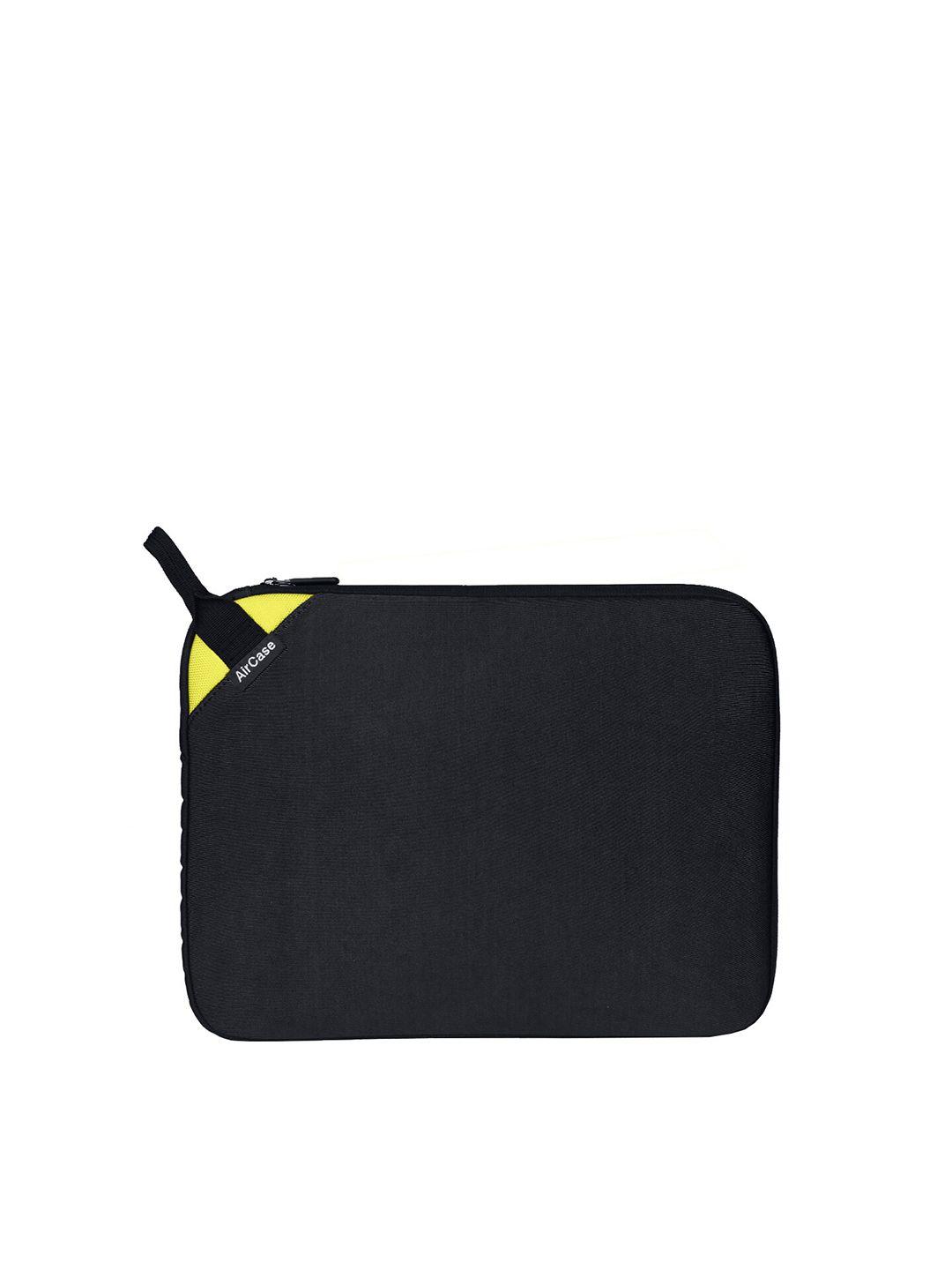 aircase unisex black & yellow 15.6 inch solid laptop sleeve with handle