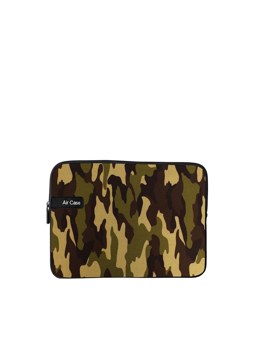 aircase unisex brown & green printed laptop sleeve