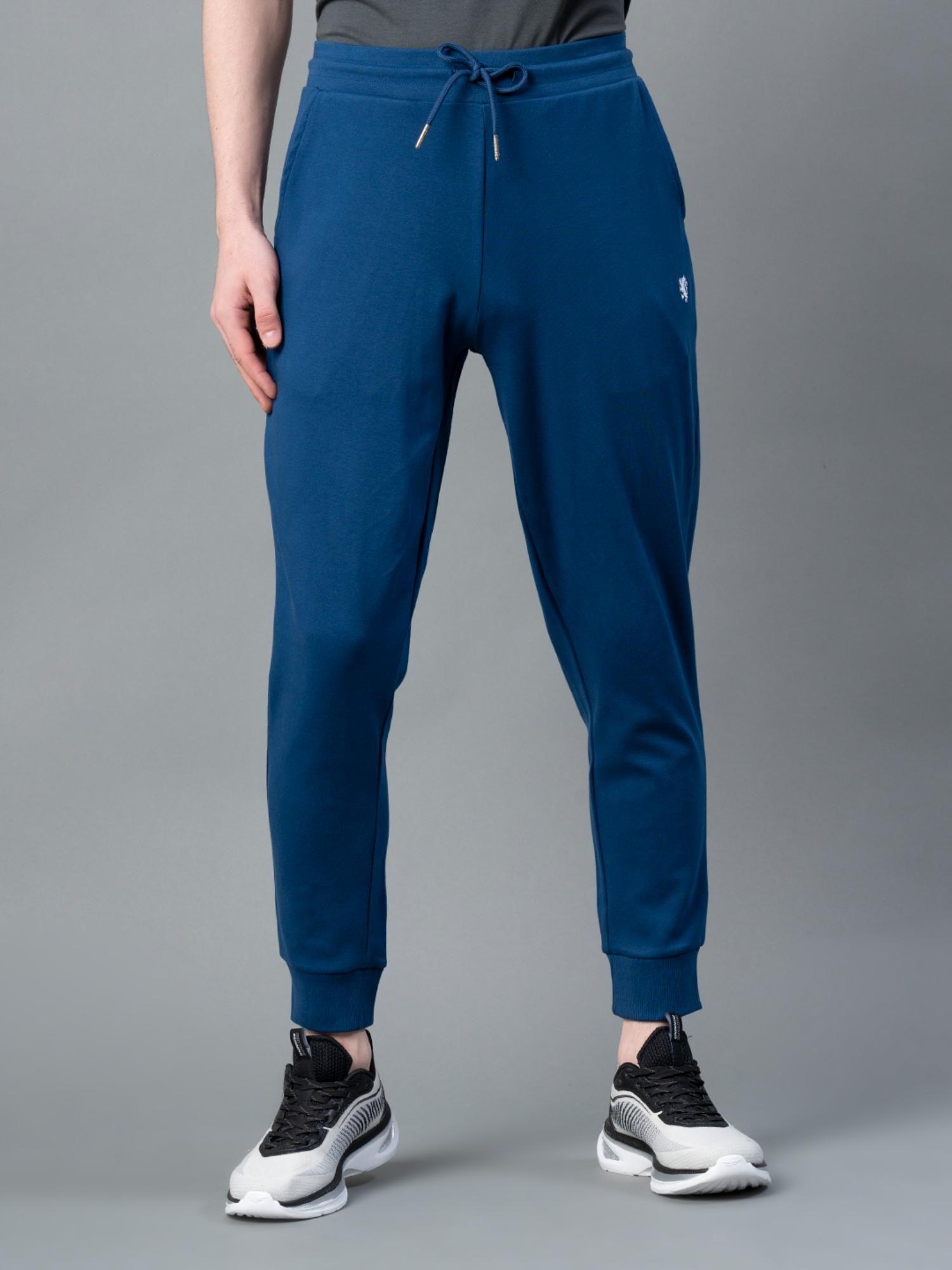 airforce blue solid cotton poly spandex men's joggers