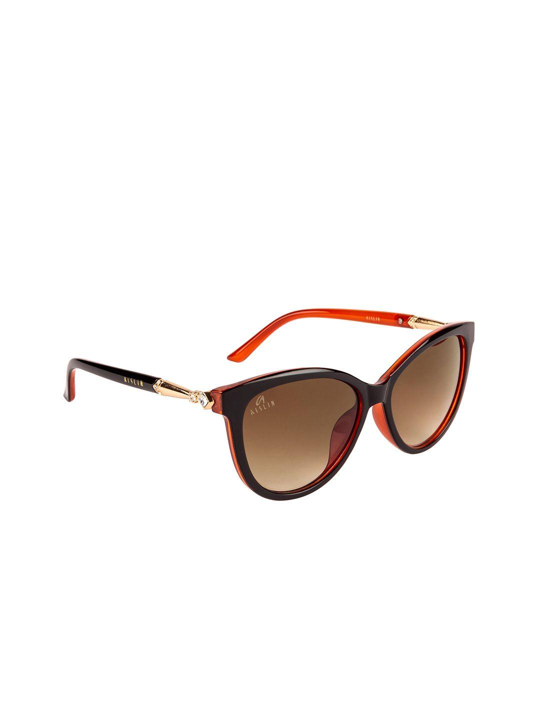 aislin women brown lens & brown uv protected cateye sunglasses