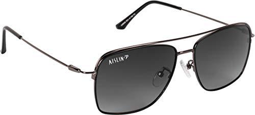 aislin® polarized unisex wayfarer/square sunglasses - (grey lens | matte black-gun frame | medium size | as9009)