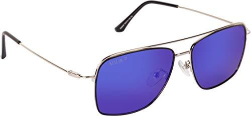 aislin® polarized unisex wayfarer/square sunglasses - (mirror blue-purple lens | matte black-steel frame | medium size | as9009)