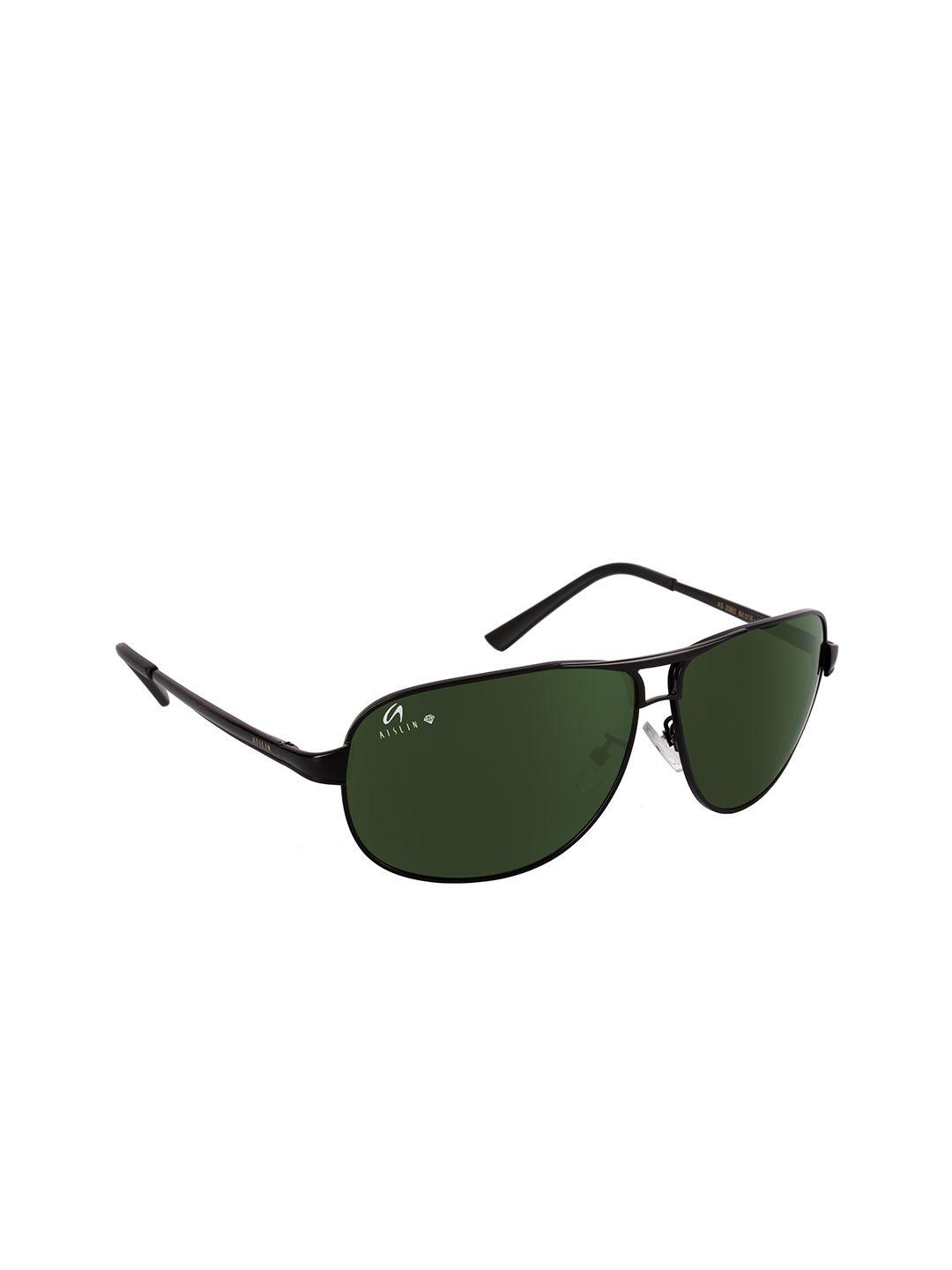 aislin men black toughened glass uv protected aviator sunglasses