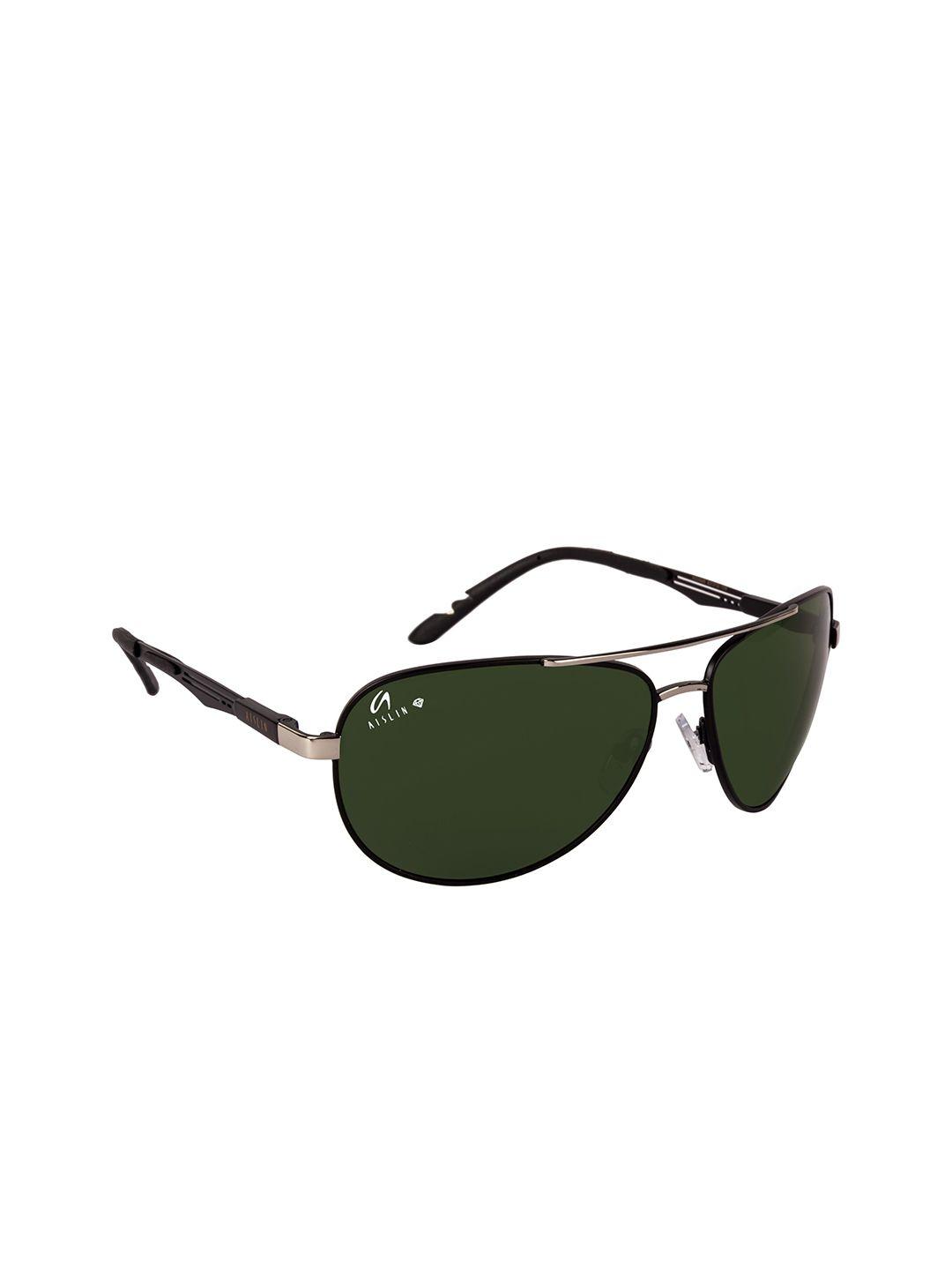 aislin men dark green square uv protected aviator sunglasses 14330-55-as-3568