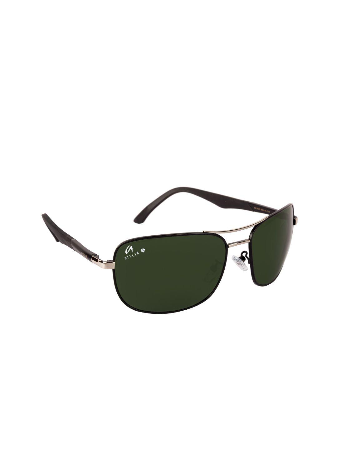 aislin men green lens & black wayfarer sunglasses with uv protected lens