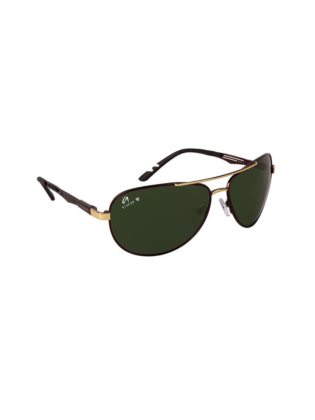 aislin men green uv protected aviator sunglasses 14332-55-as-3568