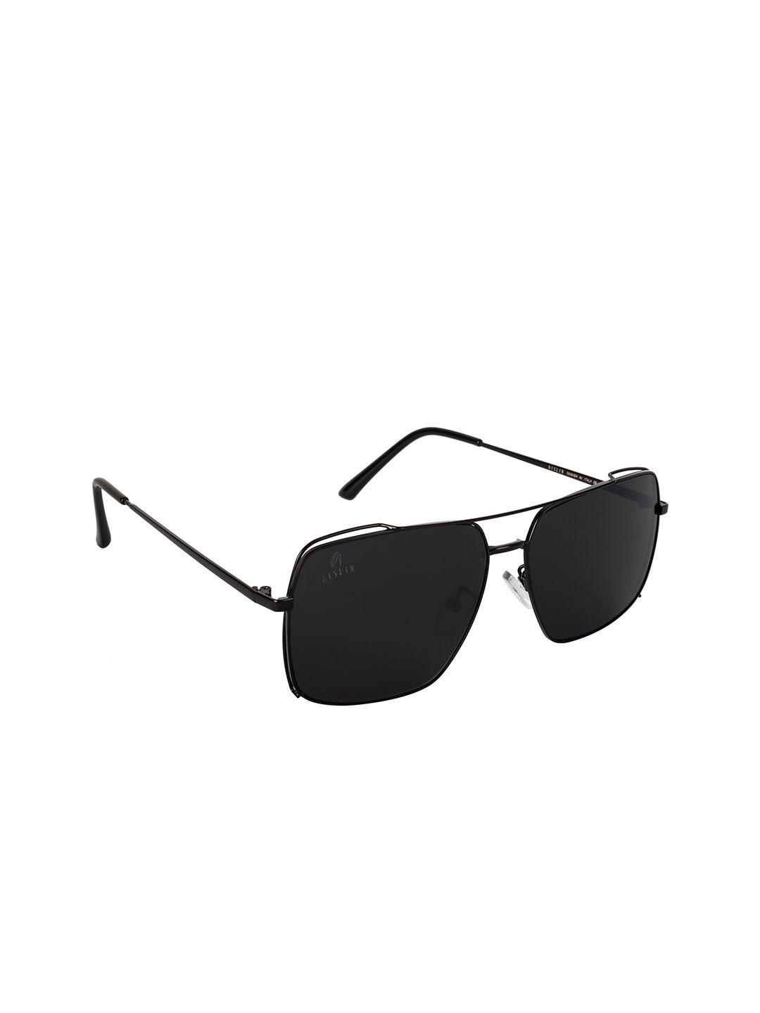 aislin unisex black uv protected rectangular sunglasses