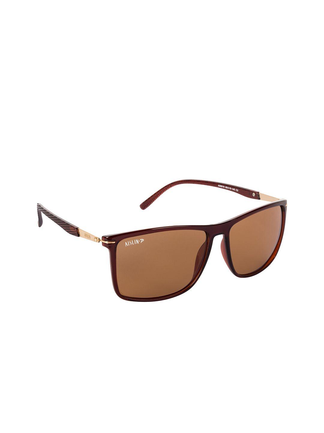 aislin unisex brown lens rectangle sunglasses uv protected lens 14202-53-as-9019