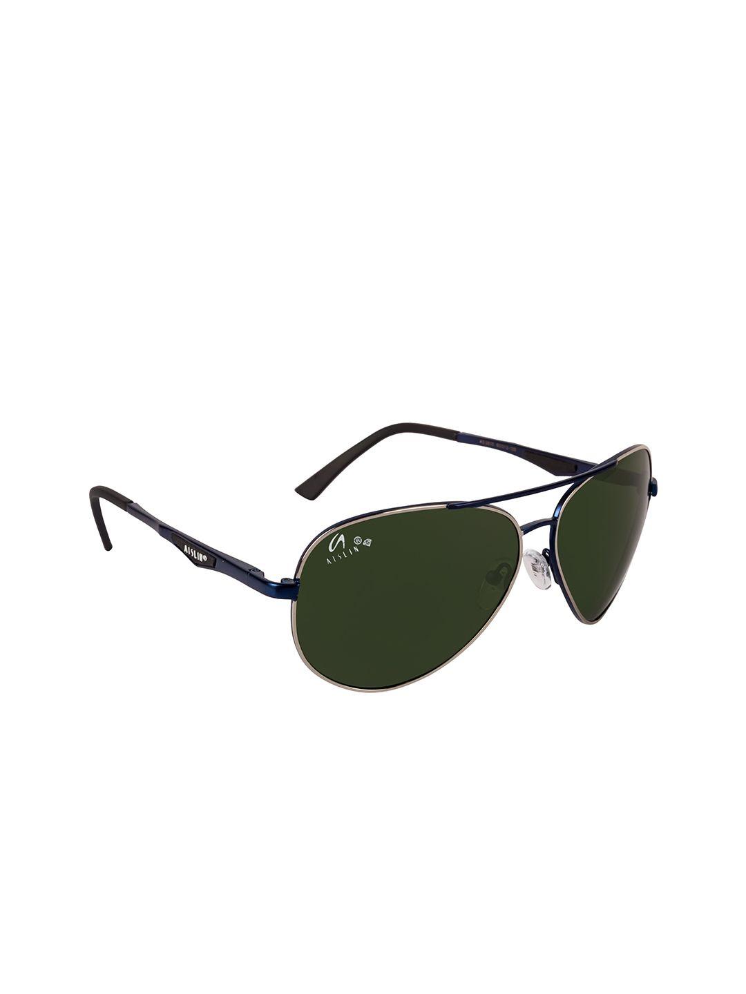 aislin unisex green uv protected dual-toned aviator sunglasses 14311-55-as-3510