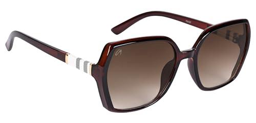 aislin uv protected butterfly/wayfarer sunglasses for women (brown lenses | brown-white frame | large | as 73107)