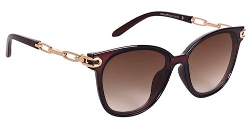 aislin uv protected butterfly sunglasses for women (brown lenses | brown-golden frame | large | as 15067)